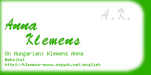 anna klemens business card
